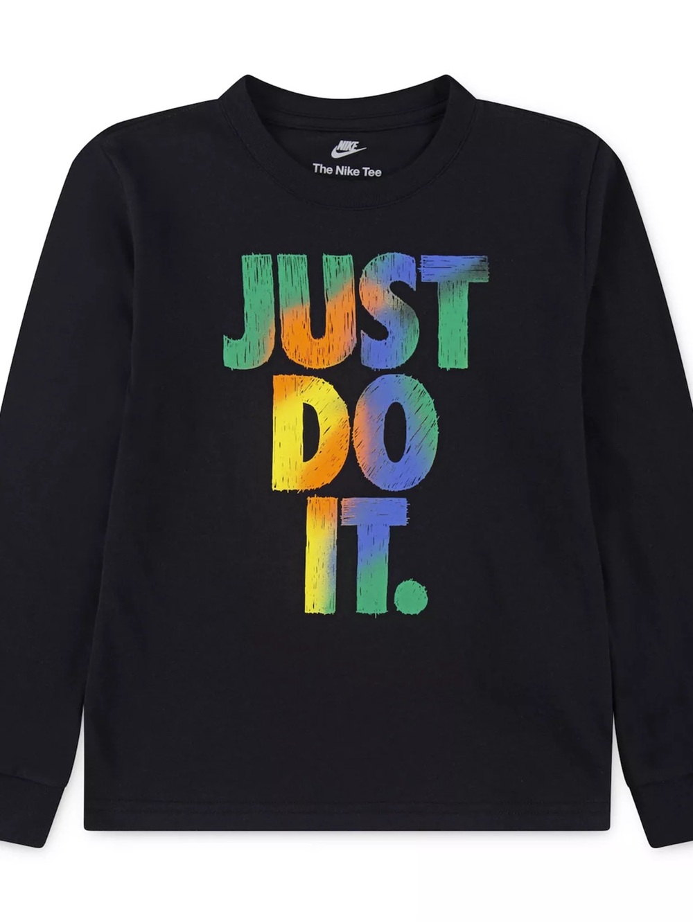 Nike Black Long-Sleeve Tee with Multicolor "JUST DO IT." Graphic - 4